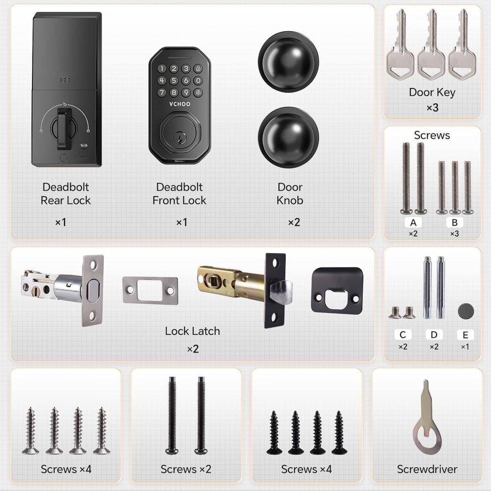 New! 3 In 1 Keyless Entry Door Lock w/Handle App Control, Keypad & Physical Key - Picture 8 of 12